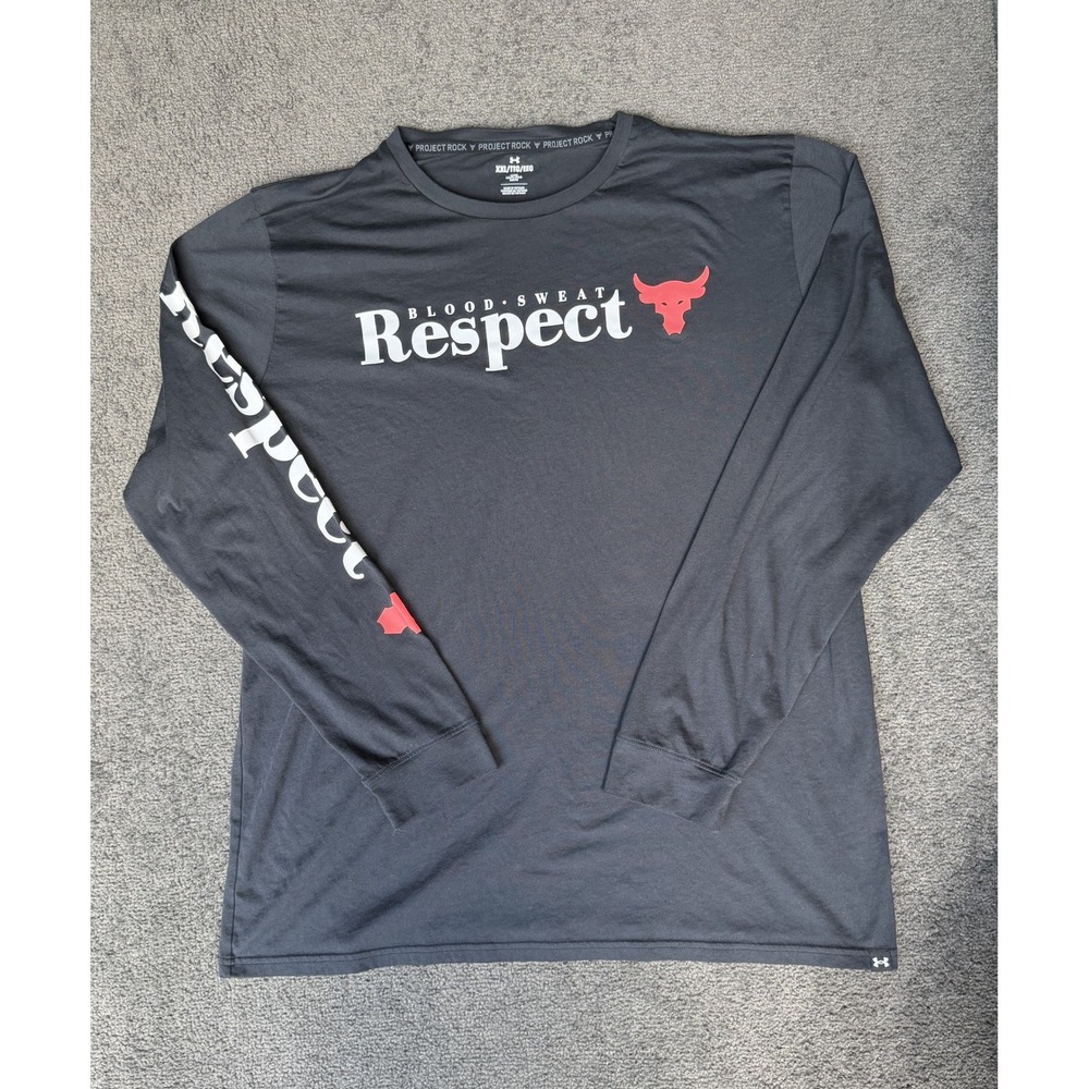 Under Armour Project Rock Blood Sweat Respect Long Sleeve Shirt Gray XXL